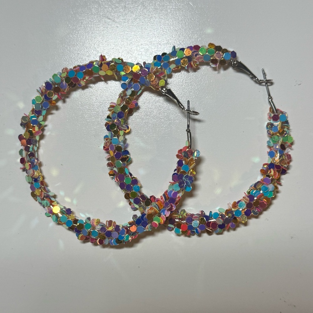 ‼️LAST CHANCE‼️ 🆕 Forever 21 Colorful Sequin Hoop Earrings